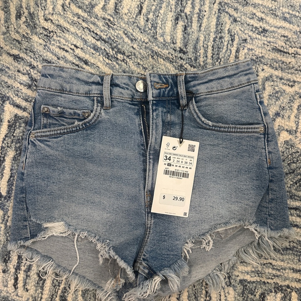 Zara hi rise blue Jean shorts